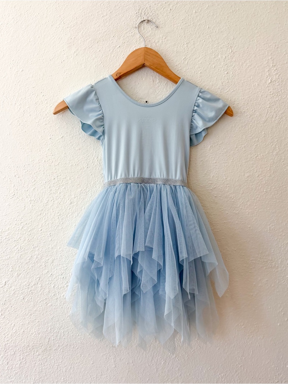Disney Frozen Anna & Elsa Light Blue Flutter Sleeve Tulle Dress - Picture 3 of 5